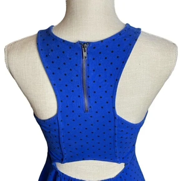 AMERICAN EAGLE Sleeveless Blue Polka Dot Back Cut-Out Dress - Size XS - Picture 3 of 5